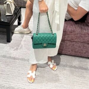 This CHANEL small Green Classic Flap Bag